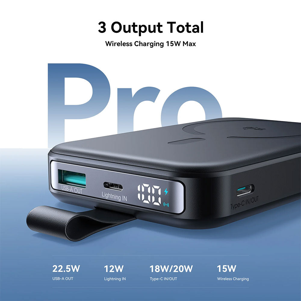 Joyroom JR-PBM11 Magnetic Wireless Power Bank With Kickstand USB + Type-C + Lightning 22.5W Fast Charging 10000mAh