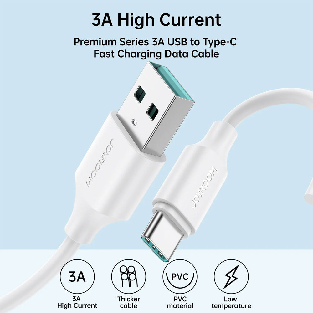 كابل شاحن موبايل جوي روم يو اس بي إلى تايب سي بقوه 3 امبير شحن سريع 0.25 متر S-A9 - ابيض