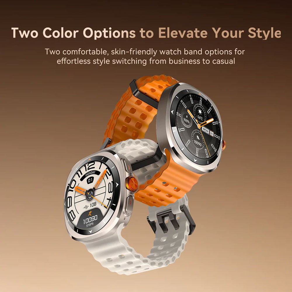 Joyroom Venture Series JR-FV2 Smart Watch Silver Case With Vitality Orange Strap & Extra White Strap