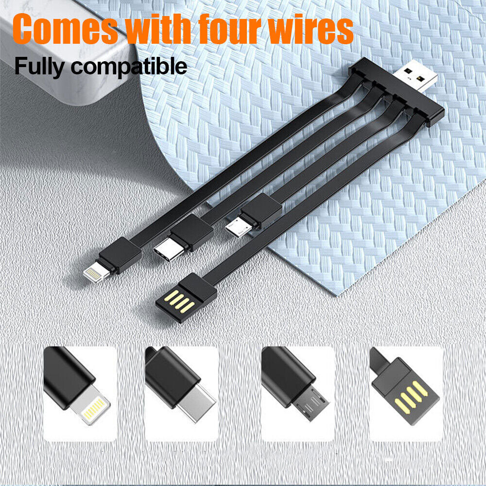 كابل شاحن موبايل كيه 3 برو 4 في 1 يو اس بي إلى تايب سي + ميكرو + لايتنينج + يو اس بي بقوة 2.4 أمبير شحن سريع 1 متر A74 - اسود