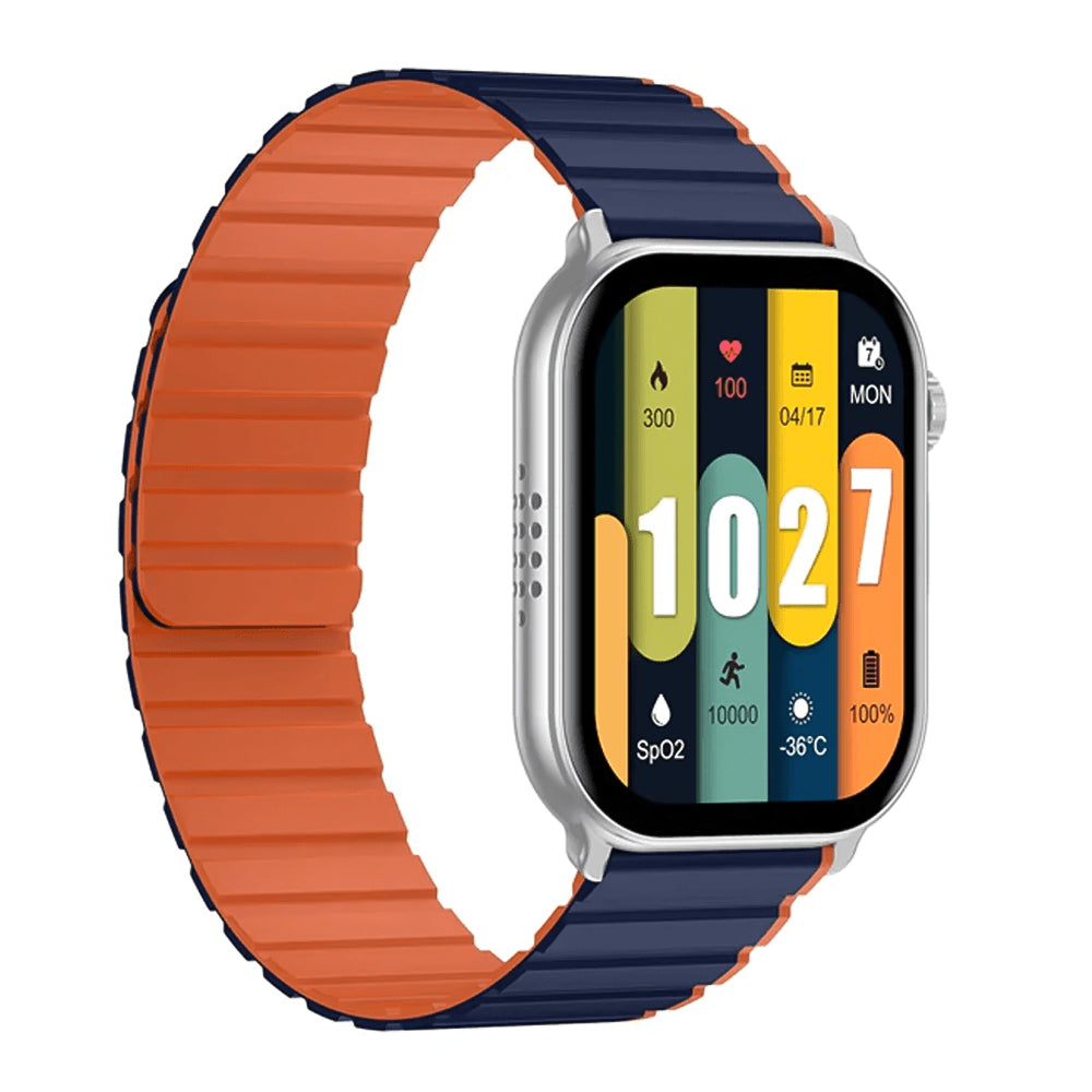 ساعة سمارت كيسلكت Ks Pro هيكل معدني فضي مع سوار أزرق x برتقالي و سوار أسود إضافي (أوبن بوكس)