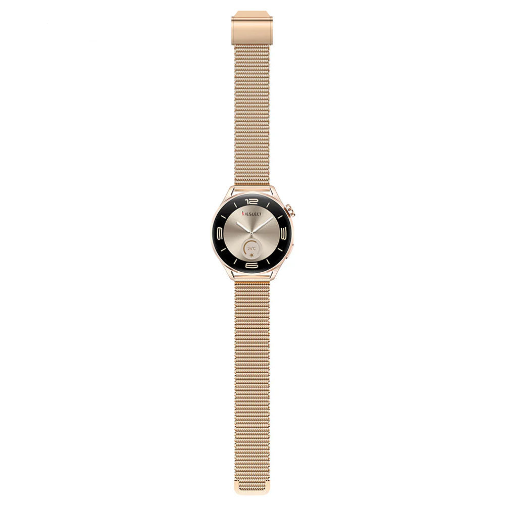 Kieslect Lora 3 Smart Watch Starlight Case With Gold Metal Starp & Extra Pink Purple Leather Strap
