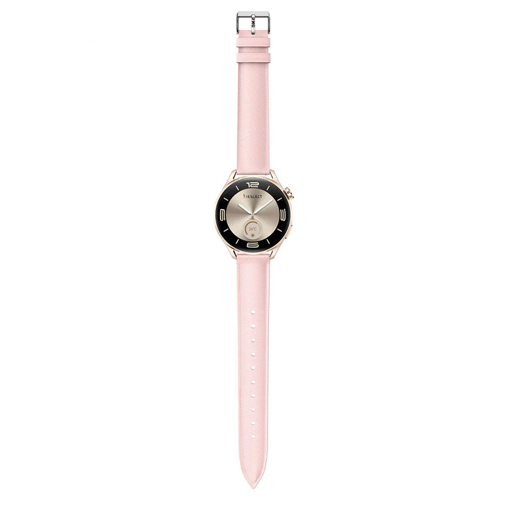 Kieslect Lora 3 Smart Watch Starlight Case With Gold Metal Starp & Extra Pink Purple Leather Strap