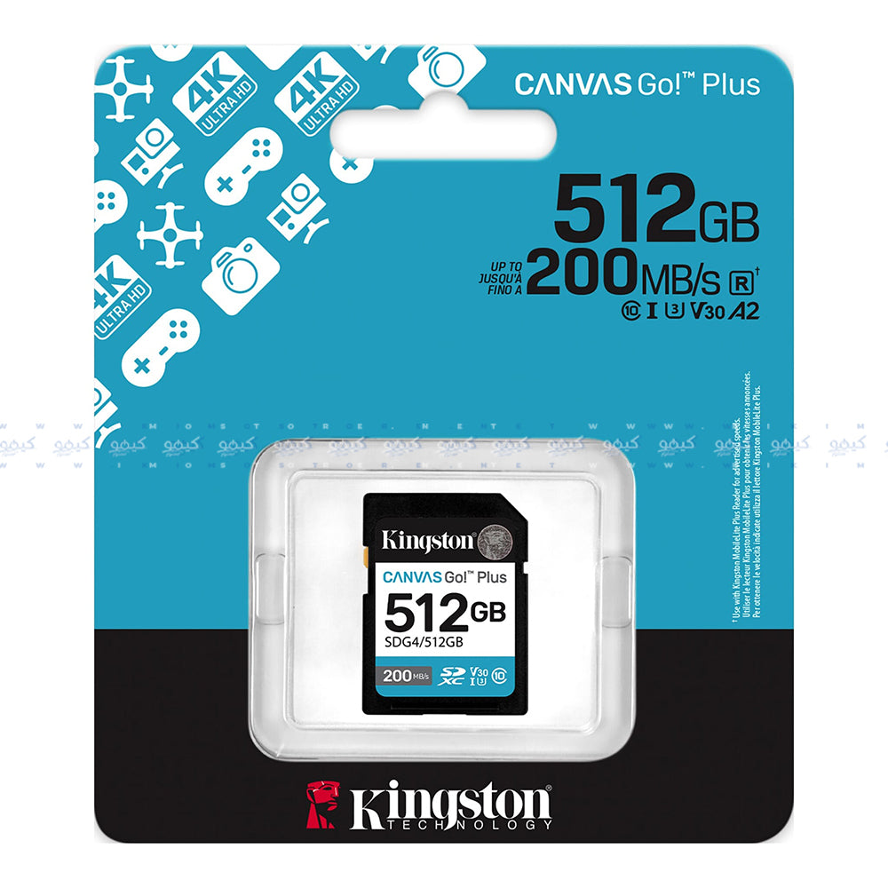 ميمورى كارد كينجستون 512 جيجابايت Canvas Go Plus SDG4 Class 10 Micro SD