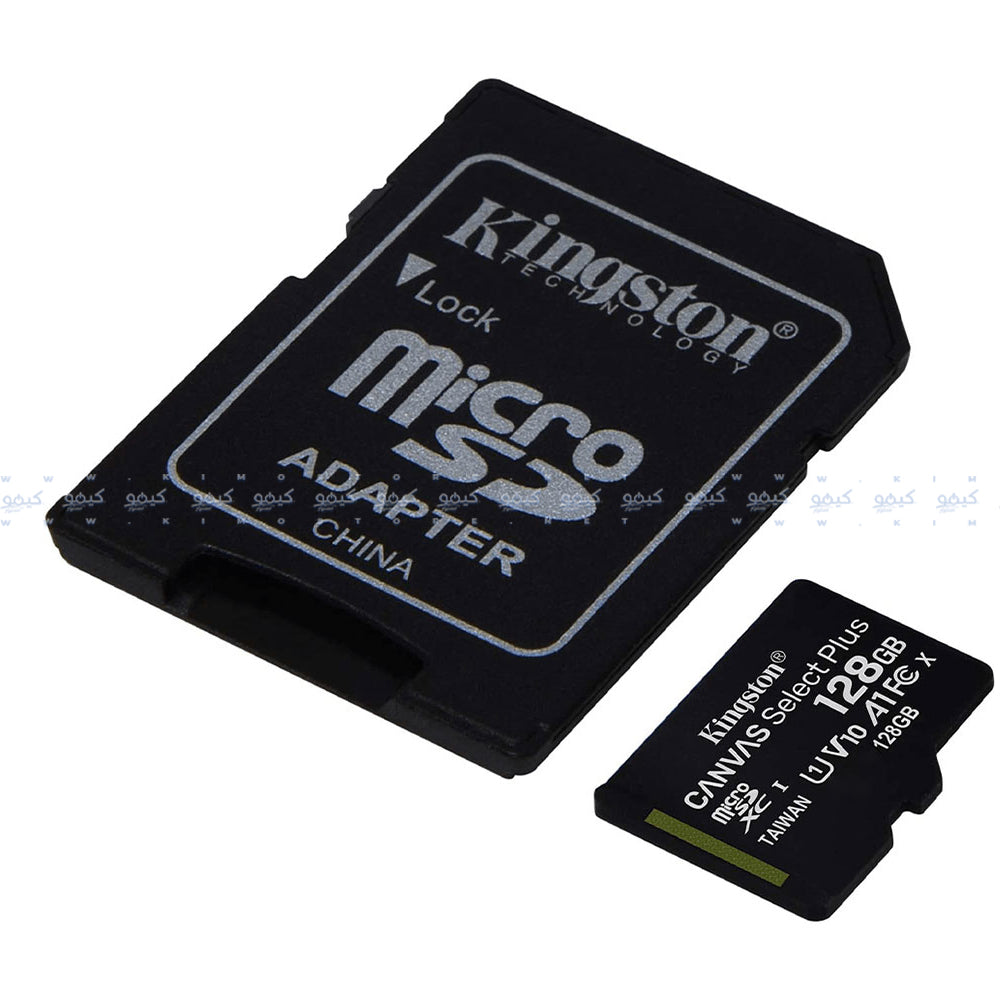 ميمورى كارد كينجستون 128 جيجابايت Canvas Select Plus SDCS3 Class 10 Micro SD