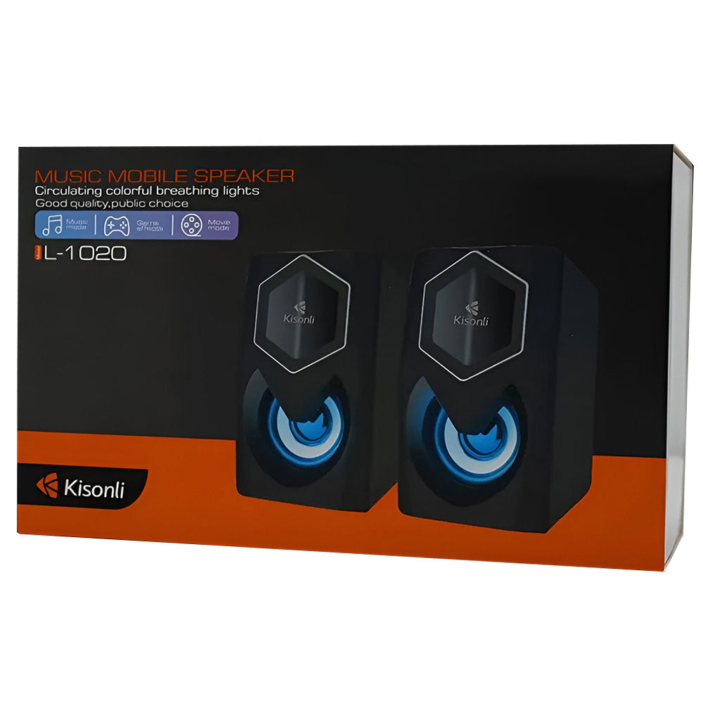 Kisonli L-1020 RGB Speaker 2.0 - Black x Gold