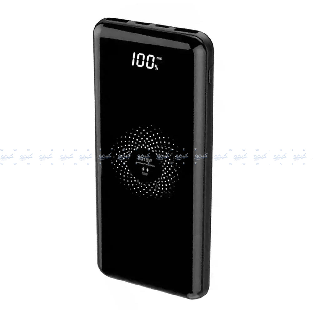 باور بانك لافينتو لاسلكي بمنفذين يو اس بي + منفذ ميكرو + منفذ تايب سي 22.5 وات 10000 مللي أمبير شحن سريع MP125 - اسود