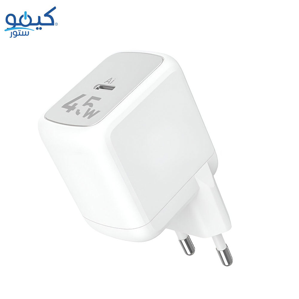 Lavvento MP545 Mini GaN Wall Charger Type-C + Type-C Cable 45W Fast Charging - White