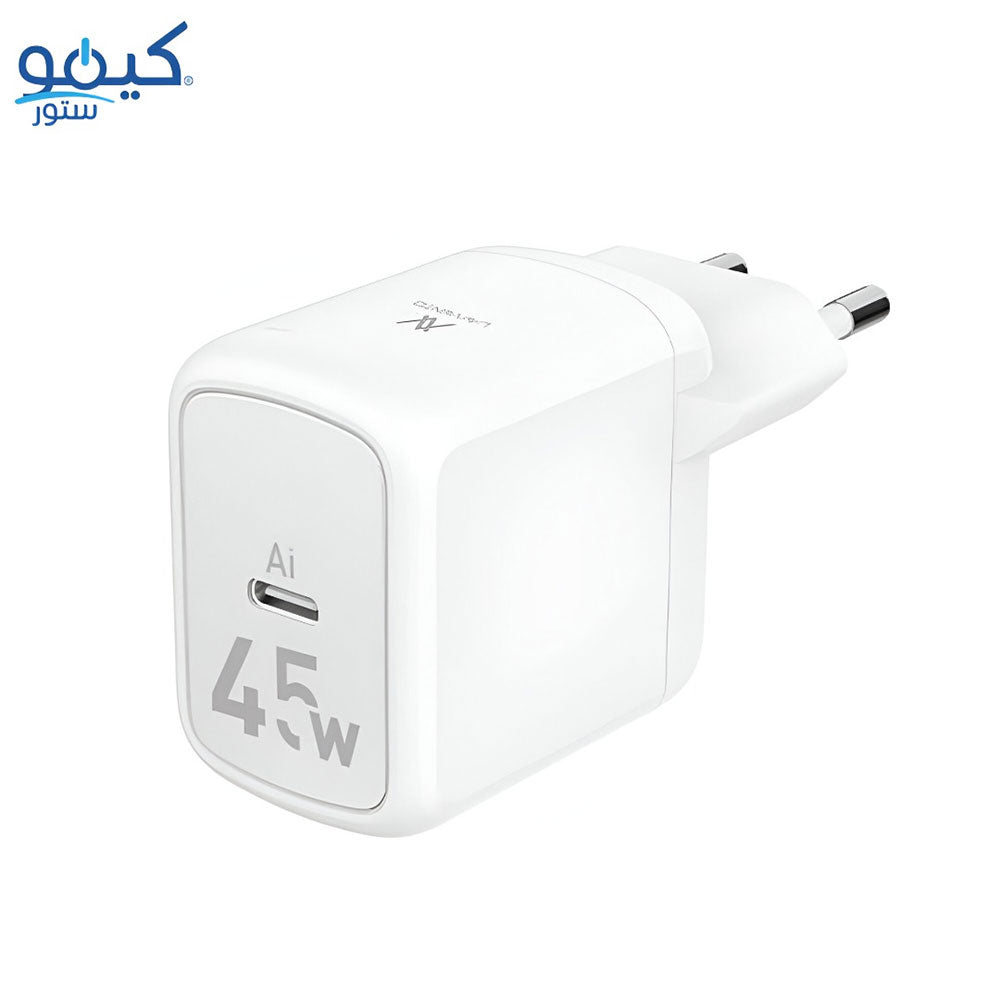 Lavvento MP545 Mini GaN Wall Charger Type-C + Type-C Cable 45W Fast Charging - White