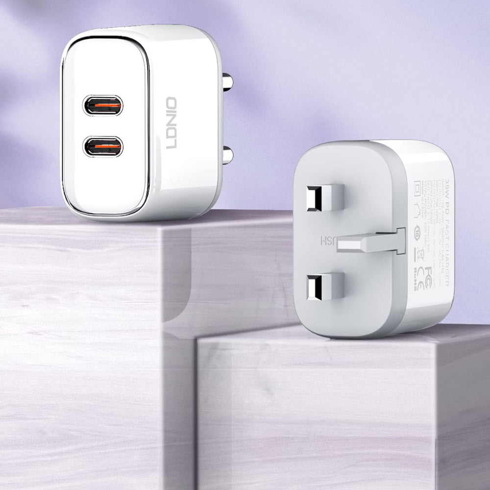 Ldnio A2528C Wall Charger 2x Type-C + Type-C Cable 35W Fast Charging