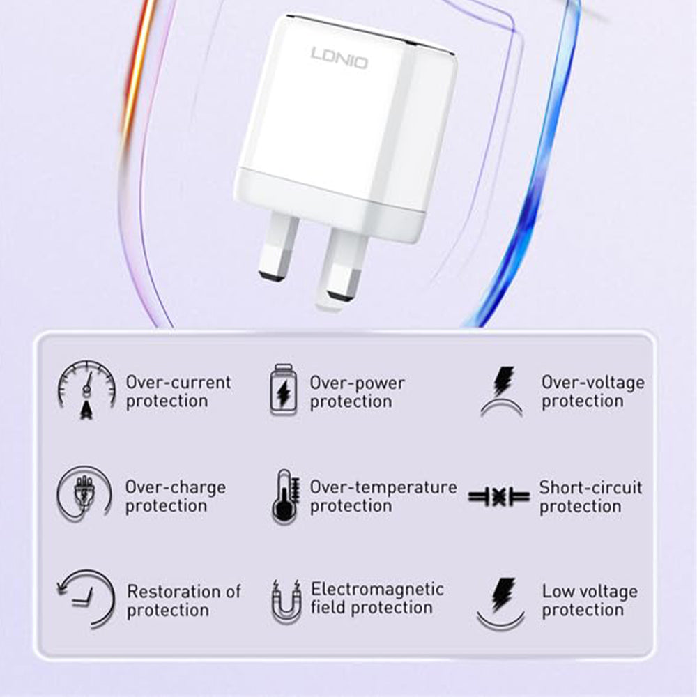 Ldnio A2528C Wall Charger 2x Type-C + Type-C Cable 35W Fast Charging
