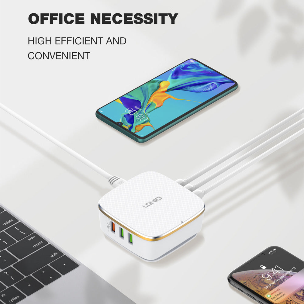 شاحن ديسك توب لدنيو 5 منافذ يو إس بي + منفذ يو إس بي QC3.0 بقوة 7 أمبير 35 وات شحن سريع A6704