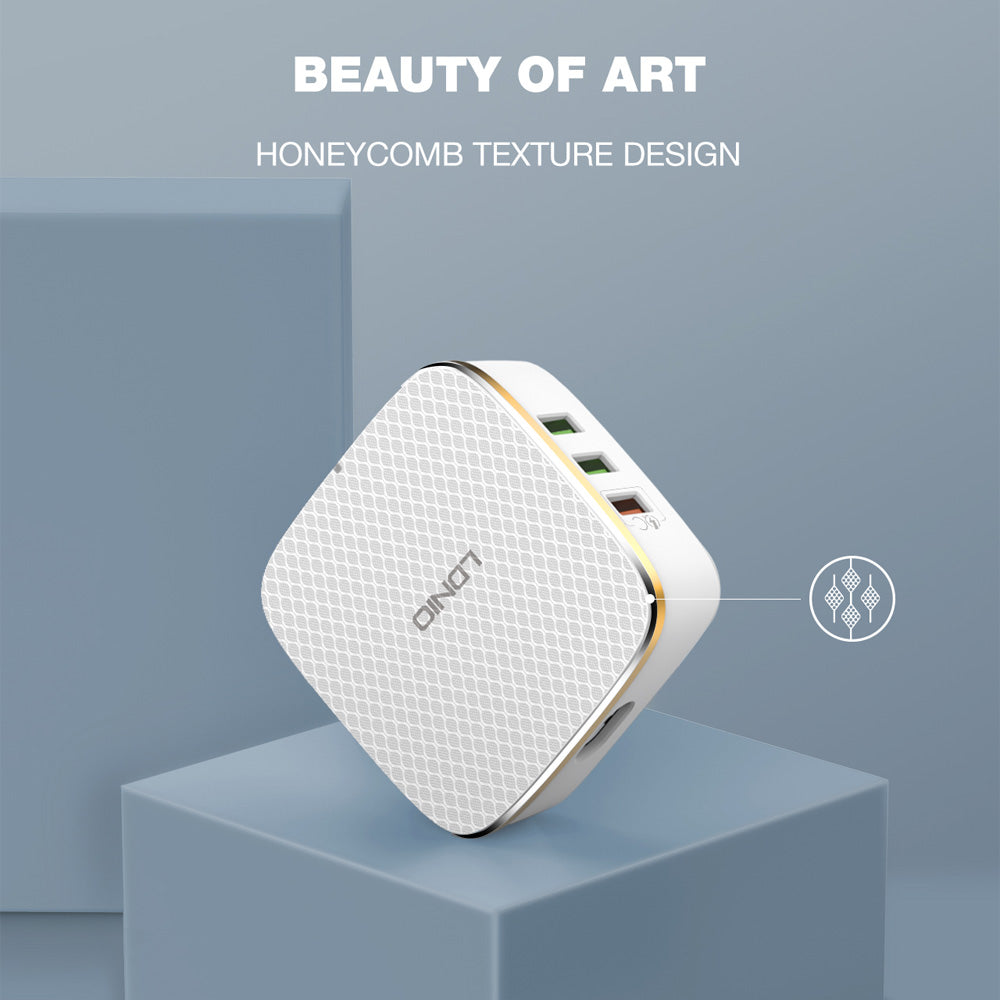 شاحن ديسك توب لدنيو 5 منافذ يو إس بي + منفذ يو إس بي QC3.0 بقوة 7 أمبير 35 وات شحن سريع A6704