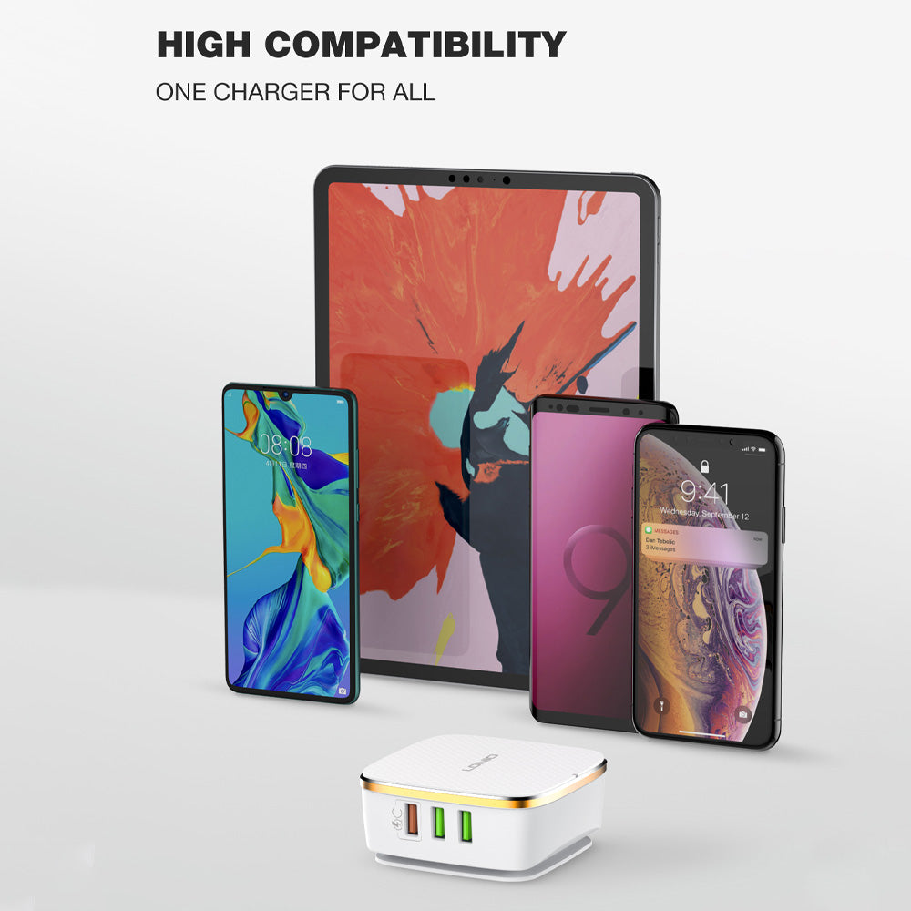 شاحن ديسك توب لدنيو 5 منافذ يو إس بي + منفذ يو إس بي QC3.0 بقوة 7 أمبير 35 وات شحن سريع A6704