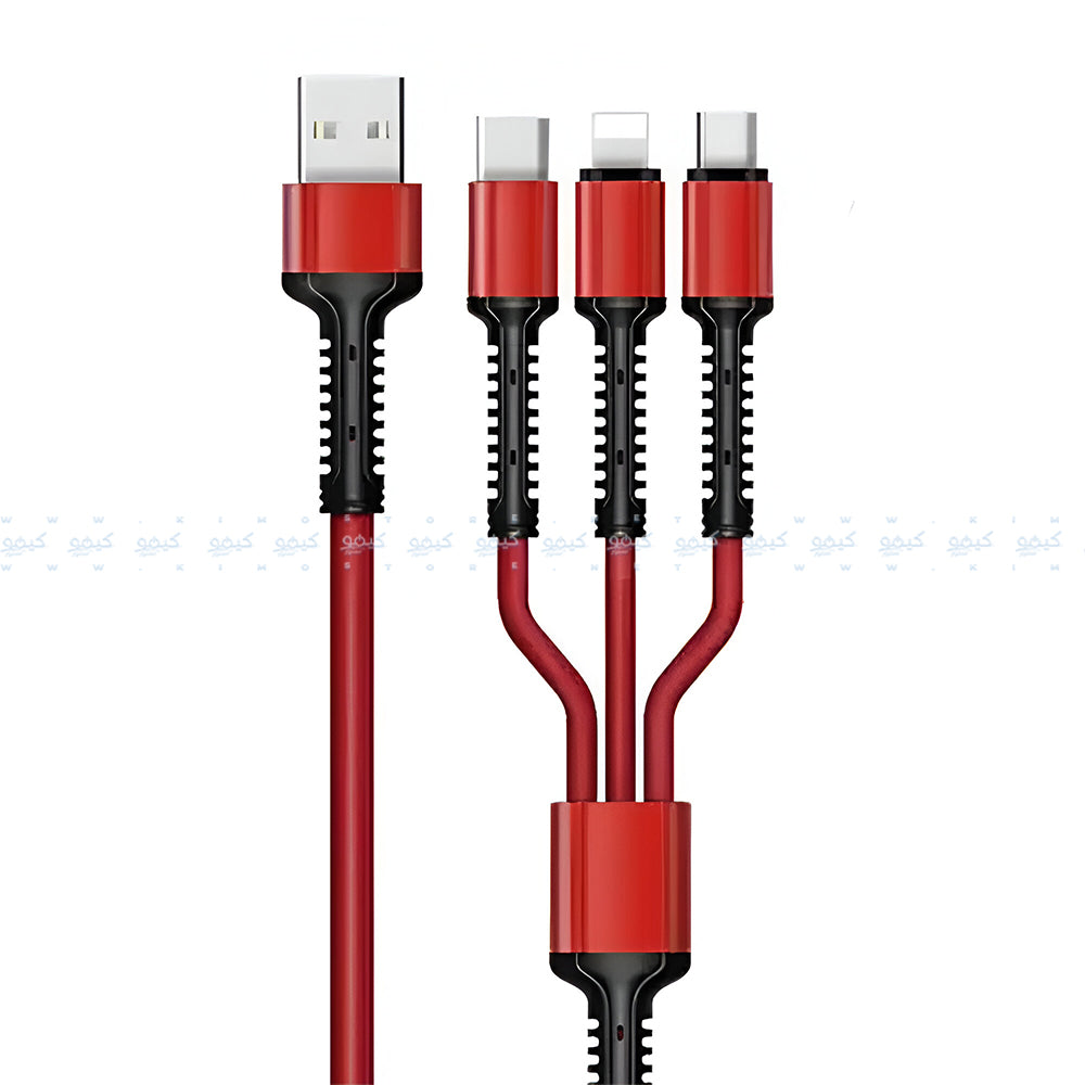 Ldnio LC93 USB To Type-C + Micro + Lightning 3in1 Cable 3.4A Fast Charging 1.2m