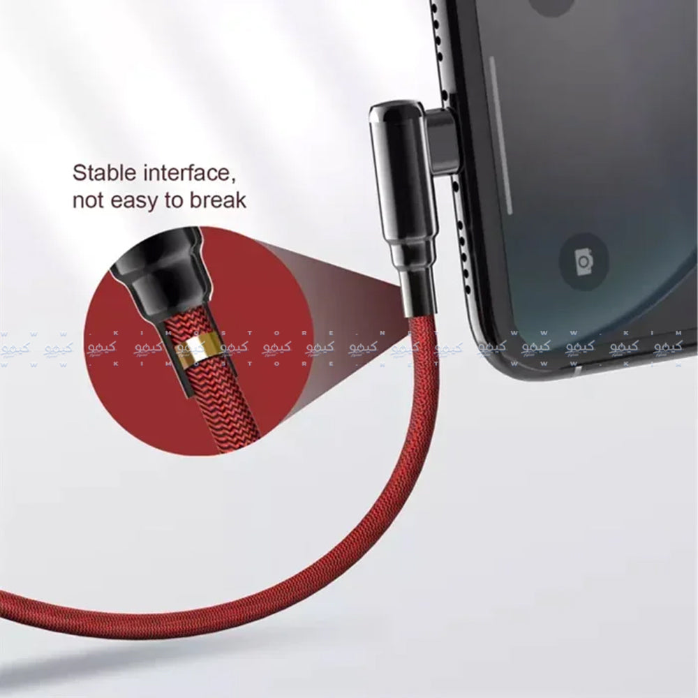 كابل شاحن موبايل لدنيو بزاوية 90 درجة يو اس بي إلي تايب سي بقوة 2.4 أمبير شحن سريع 2 متر LS422