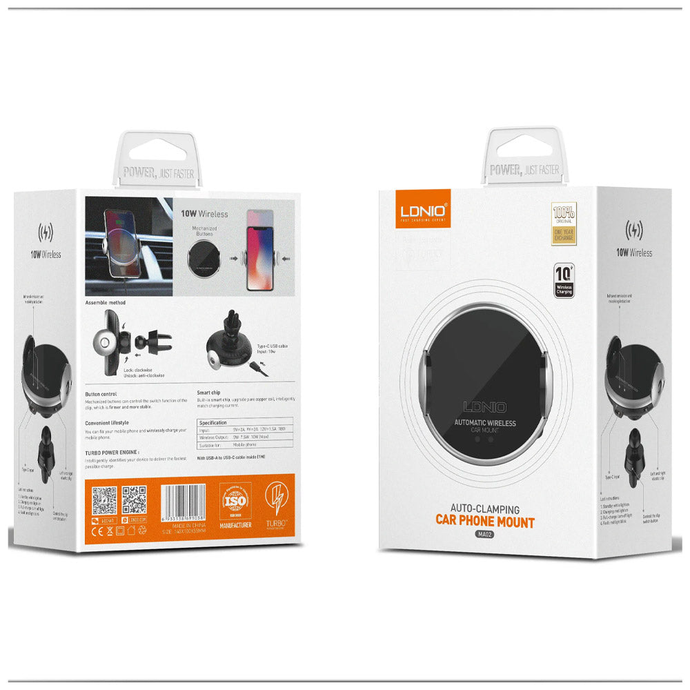 حامل موبايل لدنيو للسيارة Air Vent 10 وات MA02 - أسود