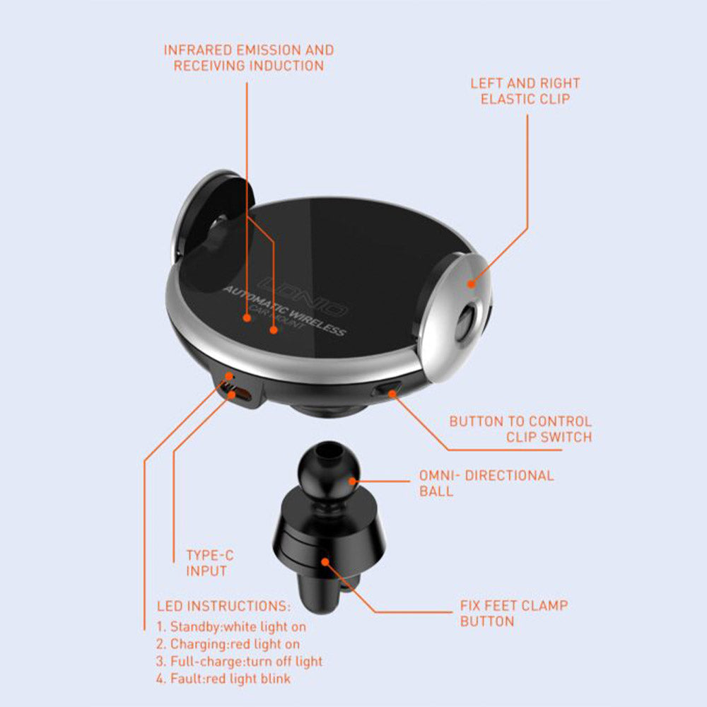 Wireless Charger Car Air Vent Phone Holder 10W - Black