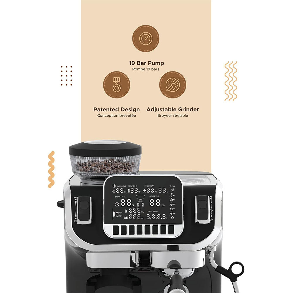 ماكينة قهوة الإسبريسو ليبريسو مع مطحنة 1450 وات LPECMLDBK - اسود