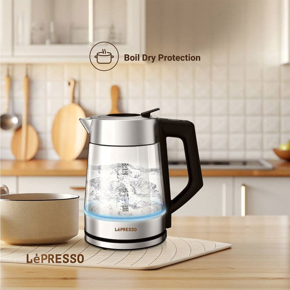 LePresso Illuminated Glass Kettle Multi-Temperature LPCFFM0008-BK 1.7L - Black