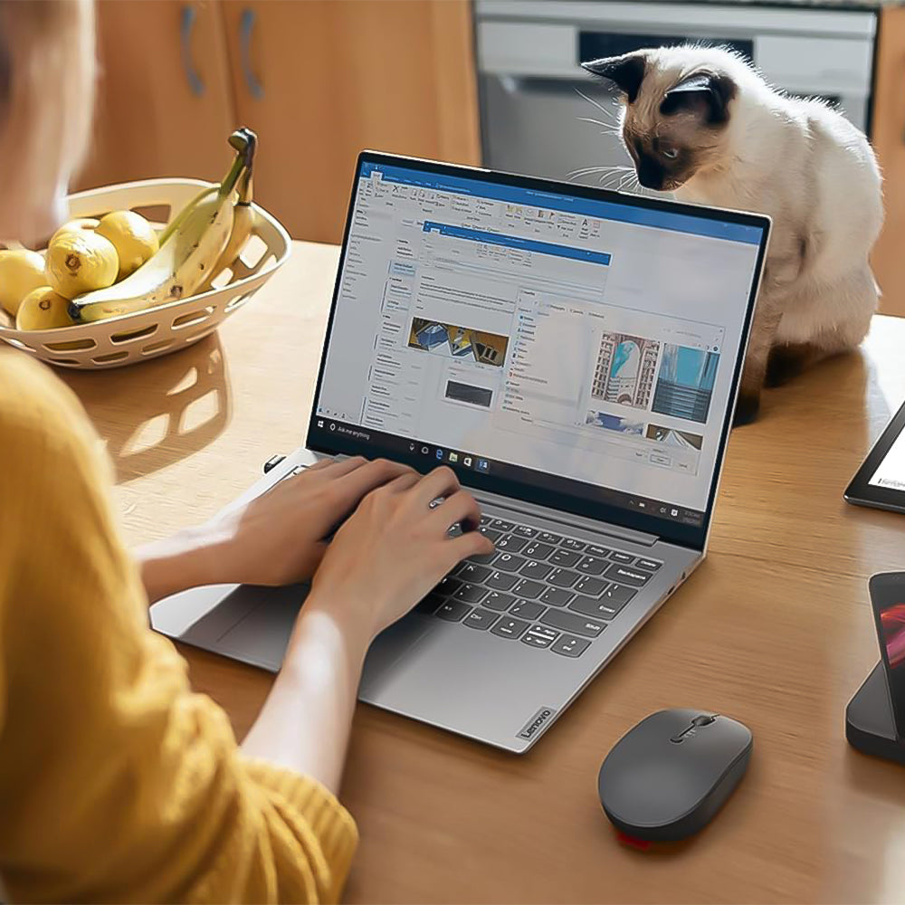 ماوس لينوفو لاسلكي 2400 نقطة فى البوصة Type-C Go - رمادي داكن