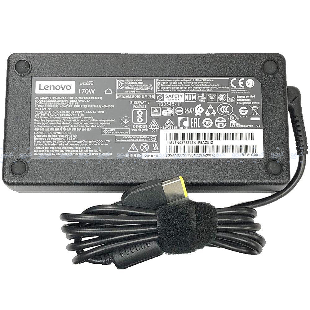 شاحن لاب توب لينوفو 20 فولت - 8.5 أمبير (USB Square Pin) اوريجينال