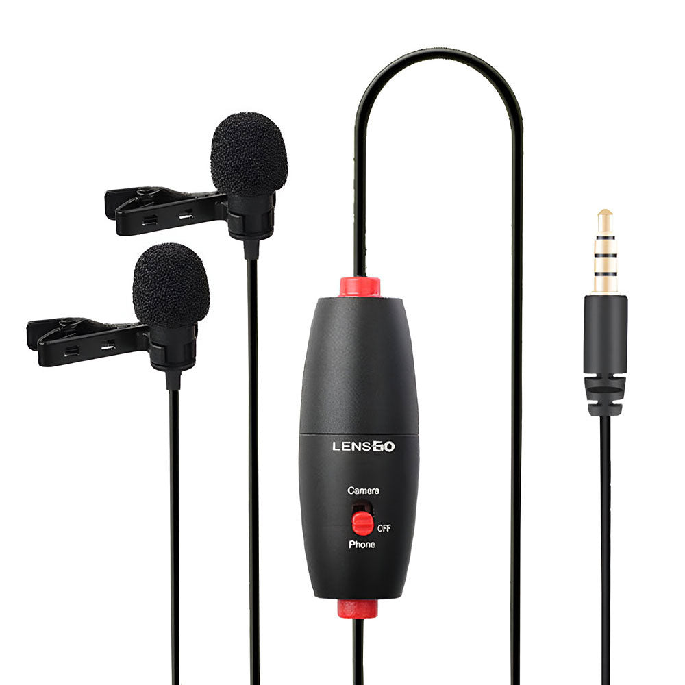 LensGo LYM-DMID Dual Lavalier Wired Microphone 6m