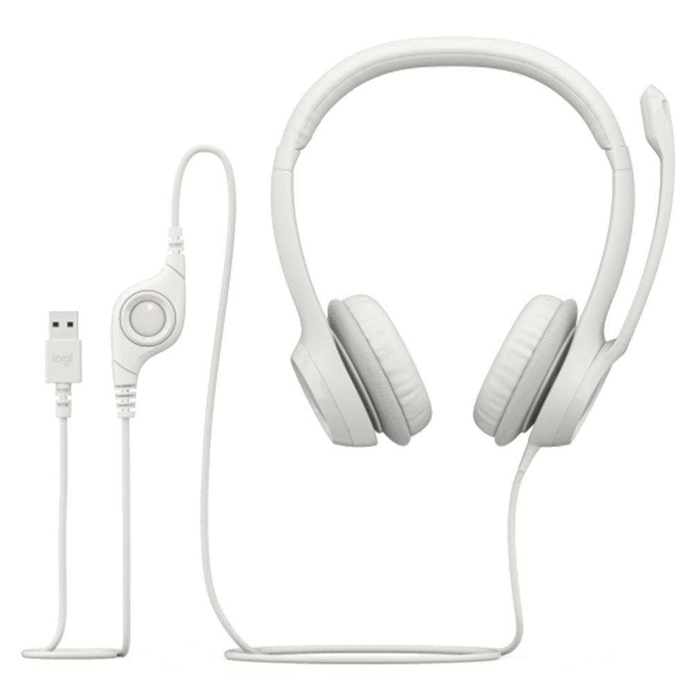 Logitech H390 Headset with Noise-Cancelling Mic - White
