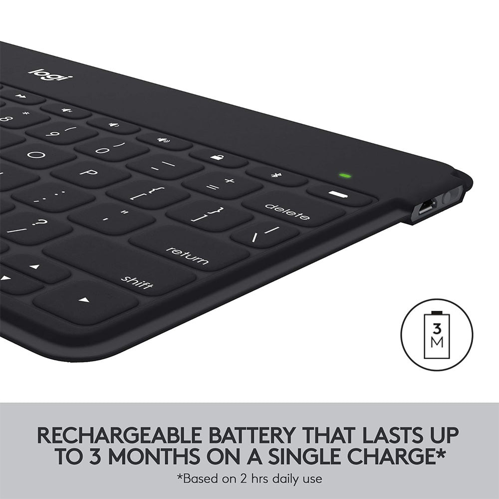 Logitech Keys To Go Slim Rechargeable Dual Mode Bluetooth Wireless Keyboard English