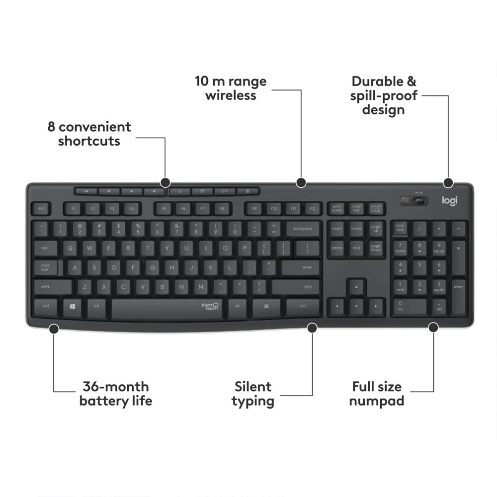 Logitech MK295 Wireless Keyboard + Mouse Combo English & Arabic