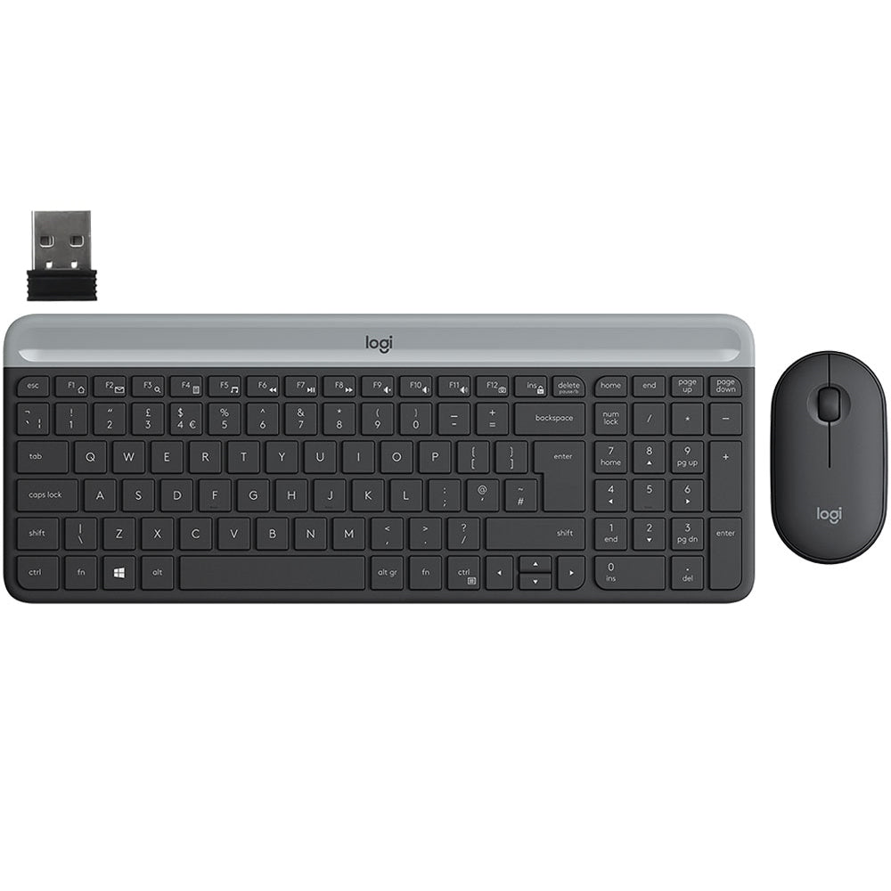 كيبورد + ماوس لوجيتك لاسلكي كومبو إنجليزي وعربي MK470 Slim