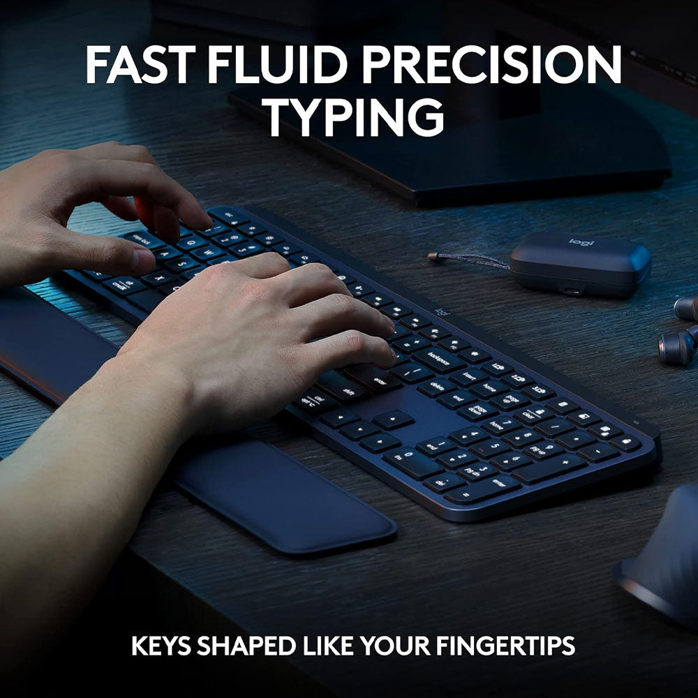 كيبورد + ماوس + مسند لليد لوجيتك بلوتوث لاسلكي كومبو إنجليزي وعربي MX Keys S - اسود