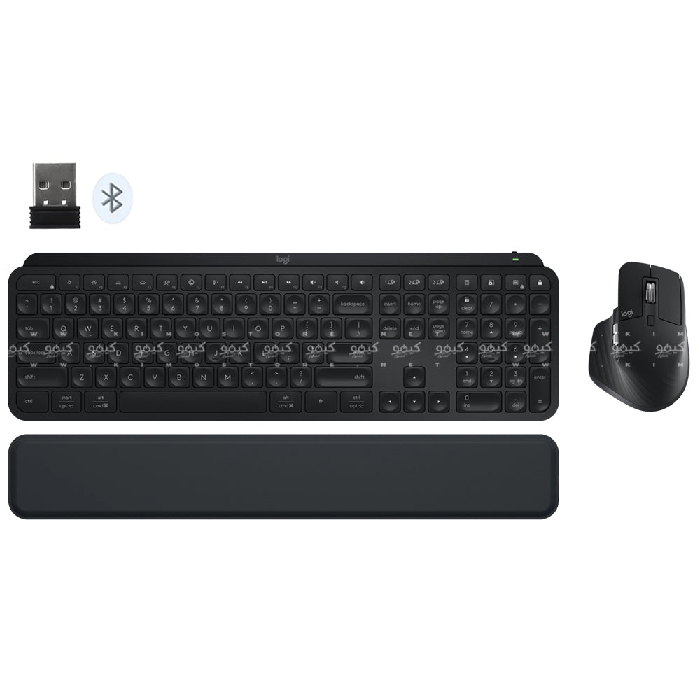 كيبورد + ماوس + مسند لليد لوجيتك لاسلكي بلوتوث كومبو إنجليزي وعربي MX Keys S - اسود