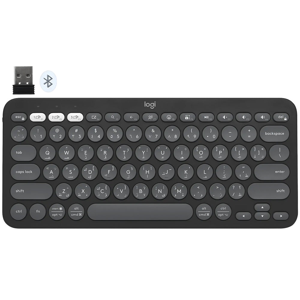Logitech Pebble Keys 2 K380S Bluetooth Wireless Keyboard English & Arabic - Graphite