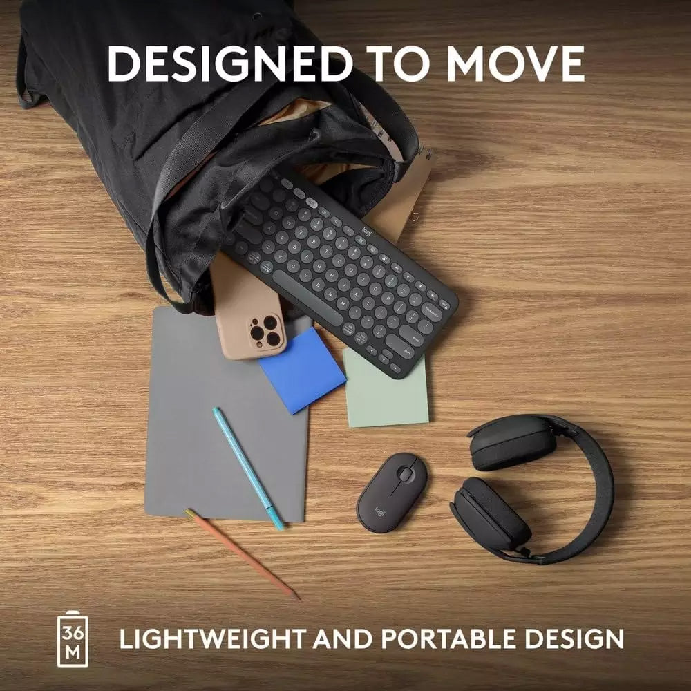 Logitech Pebble Keys 2 K380S Dual Mode Bluetooth Wireless Keyboard English & Arabic - Graphite
