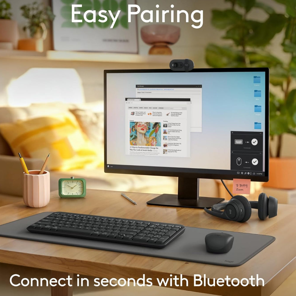 كيبورد + ماوس لوجيتك لاسلكي بلوتوث كومبو إنجليزي وعربي MK250 - جرافيت