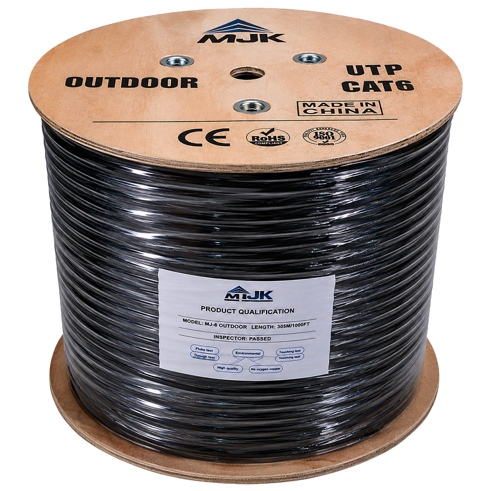 MJK Network Cable 305m Cat6 UTP (Outdoor) - Black