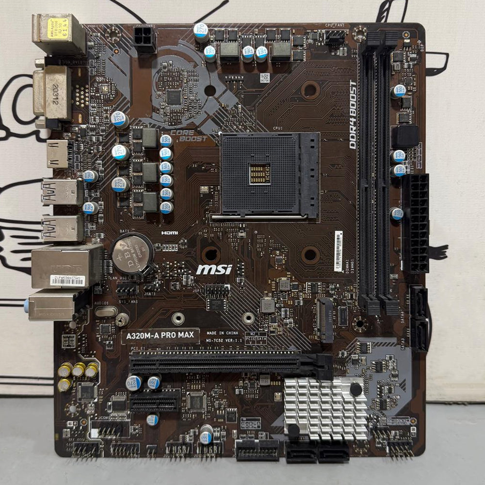 مازر بورد إم إس أى A320M-A Pro Max سوكيت معالج AM4 + بروسيسور إى إم دى رايزن 5 3600 (استعمال خارج)