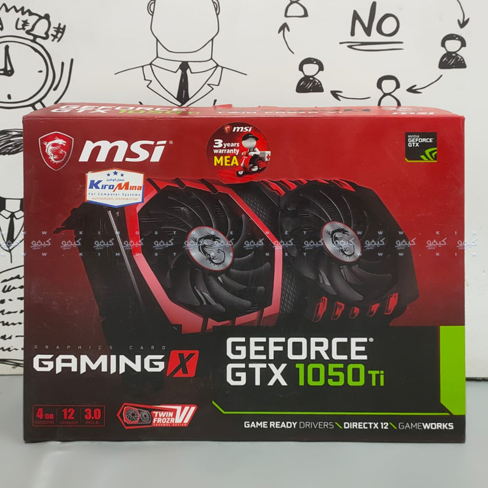 كارت شاشة إم إس أى جيفورس جيمينج 4 جيجابايت GTX 1050 Ti X 4GB GDDR5 (استعمال) بالبوكس