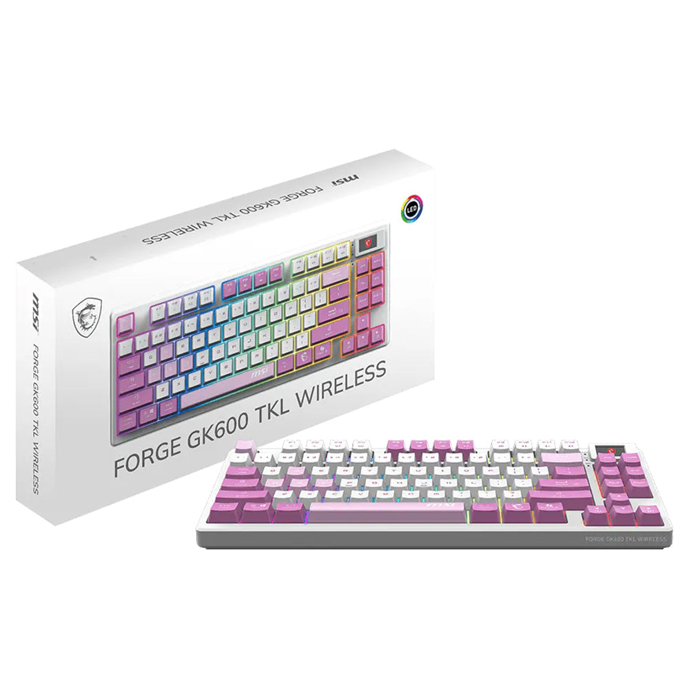 كيبورد ام اس اي سلكي و لاسلكي بلوتوث قابل للشحن ثلاثي الوضع RGB جيمنج إنجليزي Forge GK600 TKL