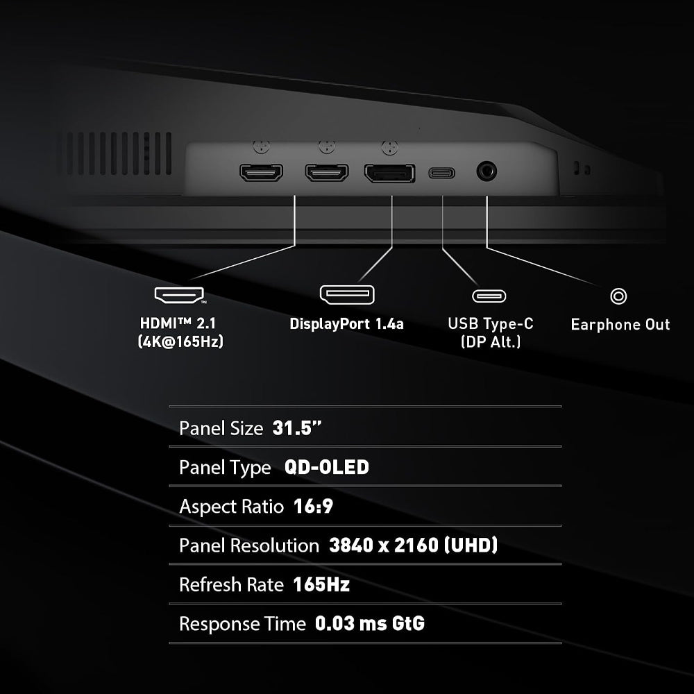 شاشة ام اس اي جيمنج بدون إطار 32 بوصة 165هرتز MAG 321UP QD-OLED QD-OLED UHD
