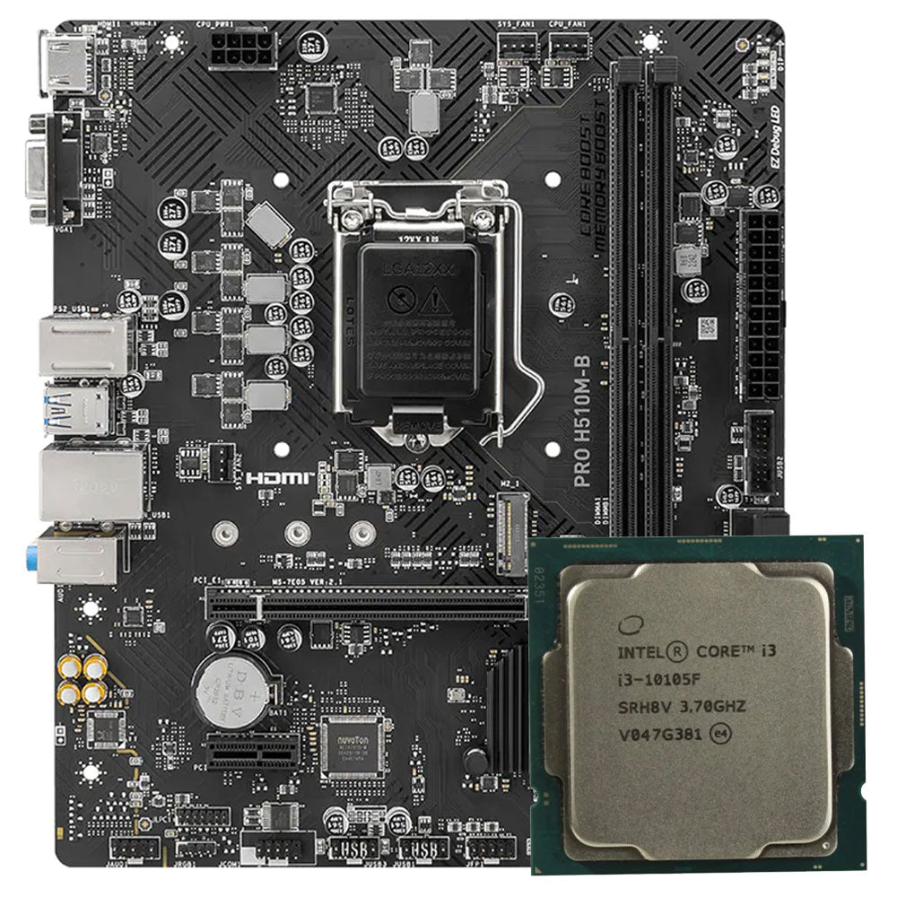 مازر بورد ام اس اى PRO H510M-B DDR4 سوكيت معالج LGA 1200 + بروسيسور انتل كور LGA 1200 i3-10105F