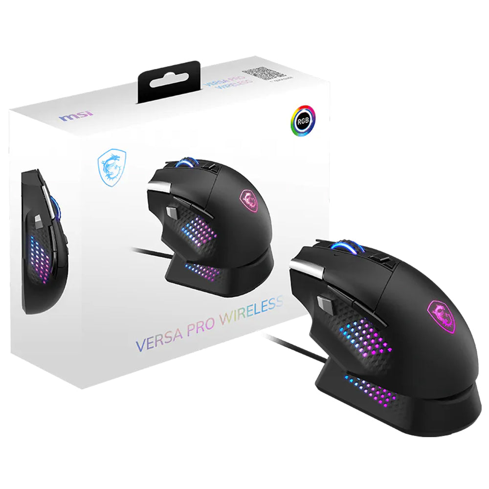 MSI Versa Pro Triple-Mode Rechargeable Bluetooth Wireless & Wired Gaming Mouse 26000DPI + Mouse Dock Pro
