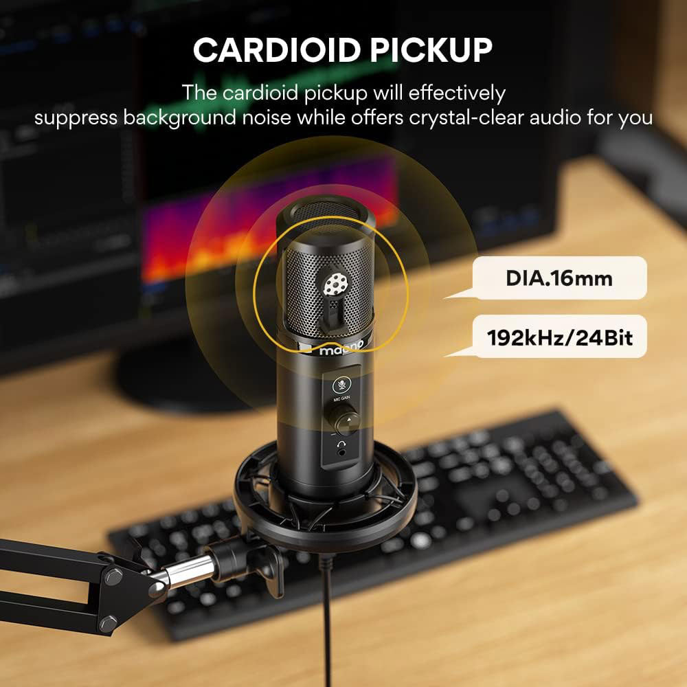 مجموعة ميكروفون ماونو سلكي USB بمكثف احترافي AU-PM422