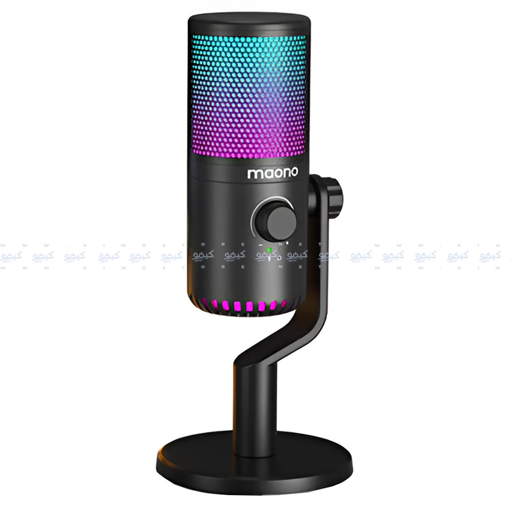 مجموعة ميكروفون ماونو سلكي RGB جيمينج USB بمكثف احترافي DM30RGB - اسود