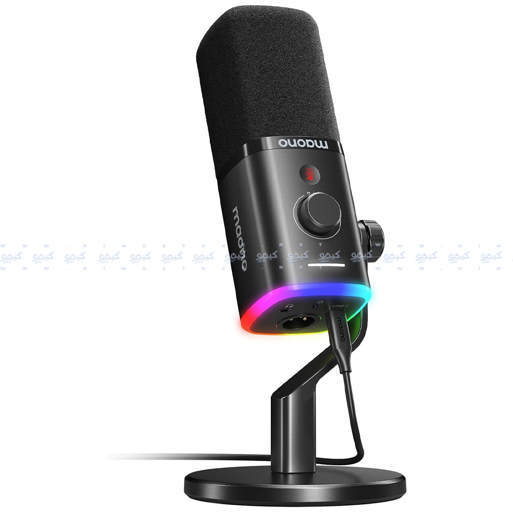 مجموعة ميكروفون ماونو سلكي RGB جيمنج بودكاست ديناميكي PD100X - اسود