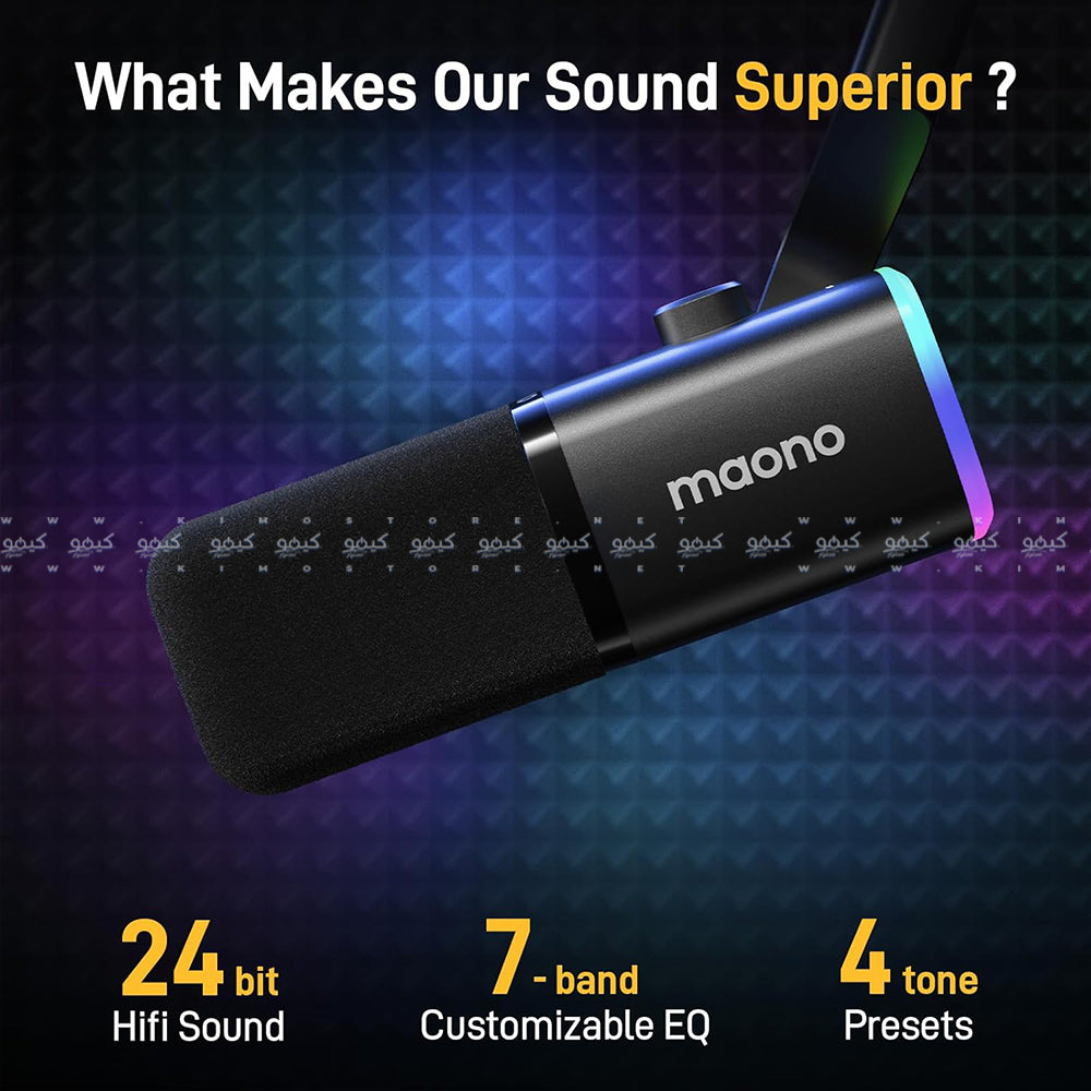 Maono PD100X Podcast Dynamic RGB Gaming Wired Microphone Kit - Black