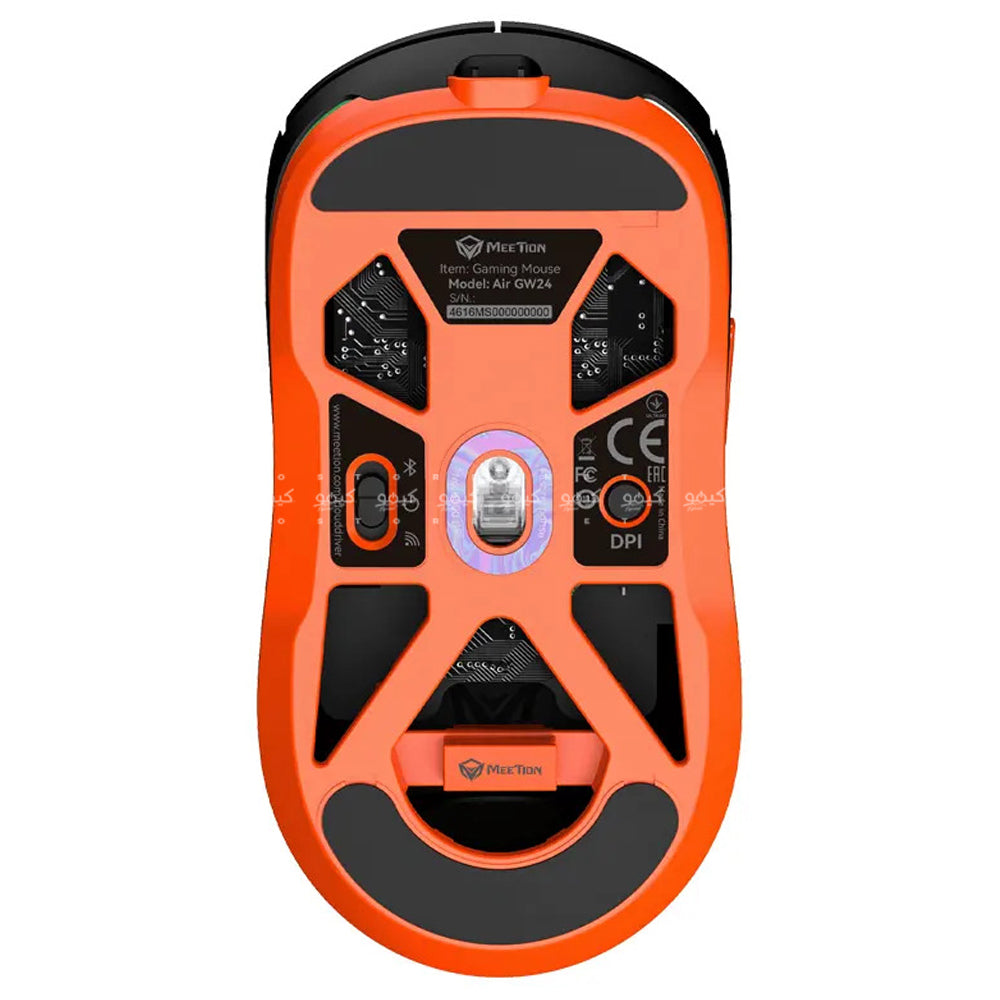 Meetion Air GW24 Triple-Mode Rechargeable Bluetooth Wireless & Wired RGB Gaming Mouse 8000Dpi - Black