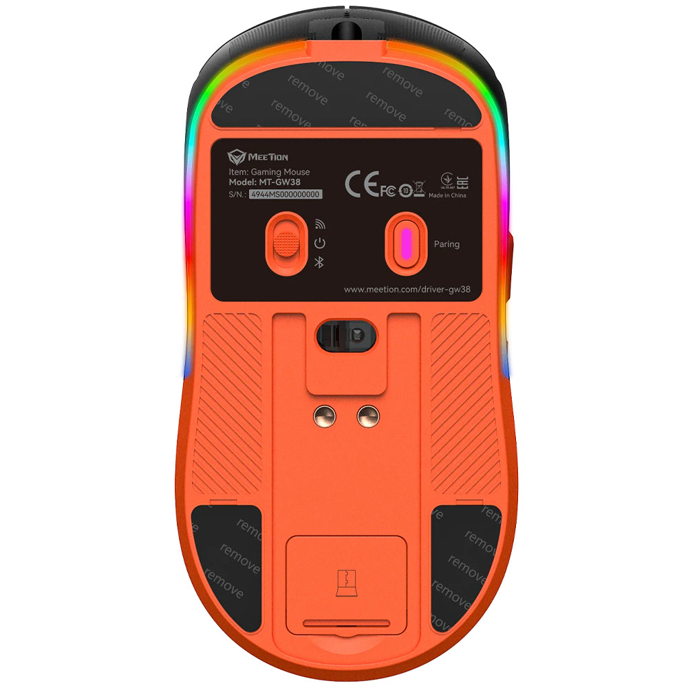 ماوس ميشن لاسلكي و سلكي بلوتوث ثلاثي الوضع قابل للشحن RGB جيمنج 8000 نقطة فى البوصة مع قاعدة شحن مغناطيسية Air GW38 - اسود