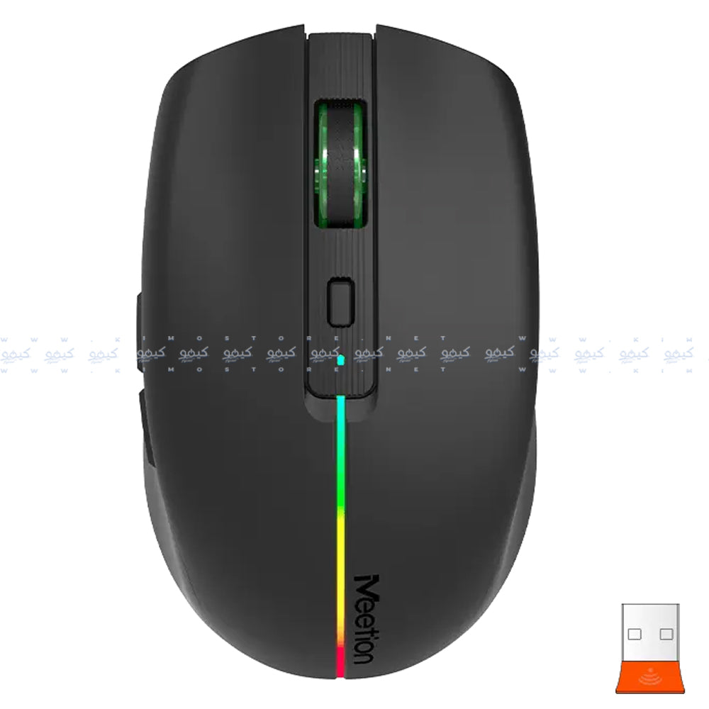 Meetion BTM002 Dual Mode Rechargeable Bluetooth Wireless RGB Gaming Mouse 1600Dpi - Black